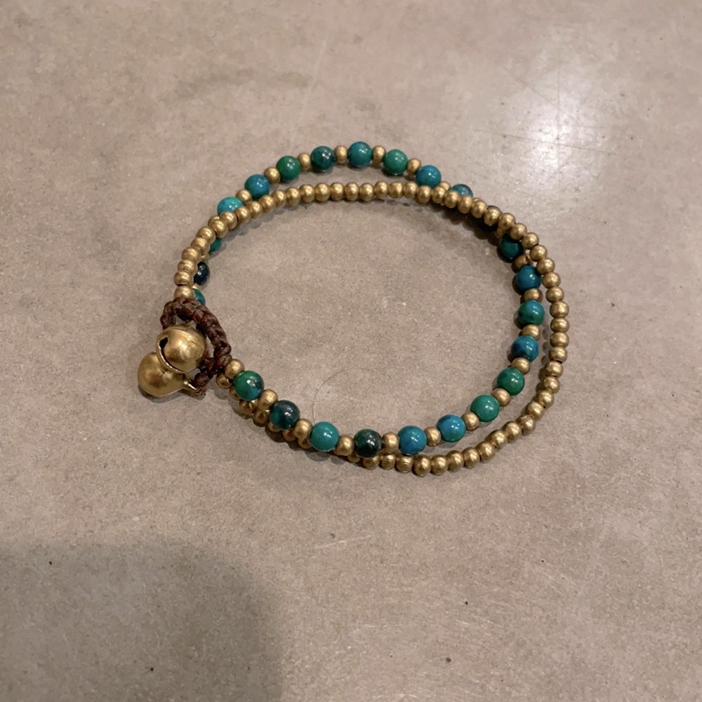 Turquoise and Gold Beaded Bracelet